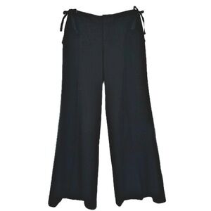 Rebecca Taylor Black Wide-Leg Tie Side Bow Trousers